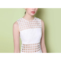 Pure White Long Couture Geometrical Pattern Fishtail Ladies Dress